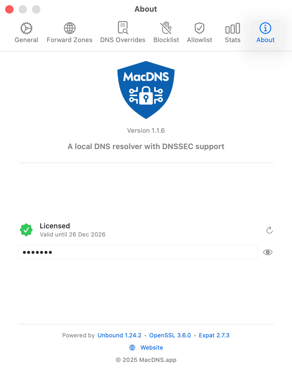 MacDNS About Tab